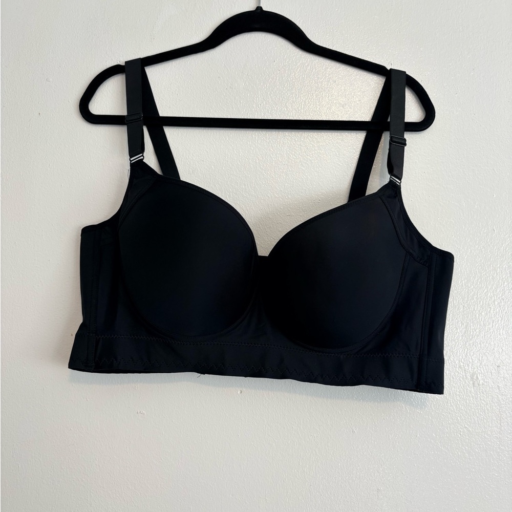 Everyday Full-Coverage Black Longline Bra - size 48B